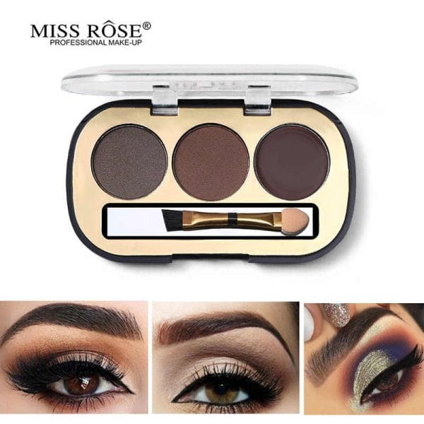 Miss Rose 3 Colors Eyebrow Powder Palette With Brush